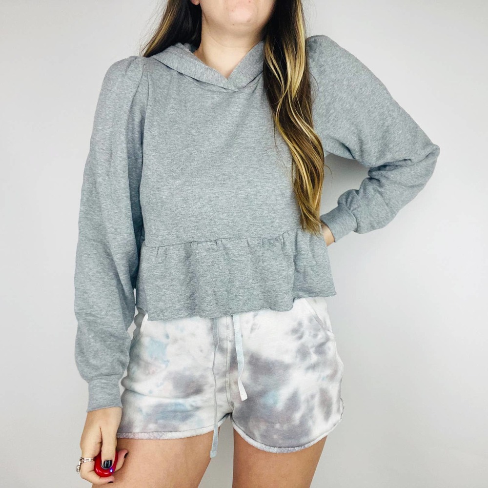 Project Social T gray Cropped Peplum Hoodie Medium - Picture 5 of 5